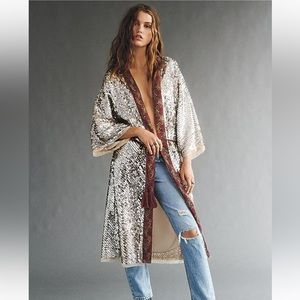 NWT Free People Light is Coming Kimono Sequin Embellished Duster Jacket SZ:S